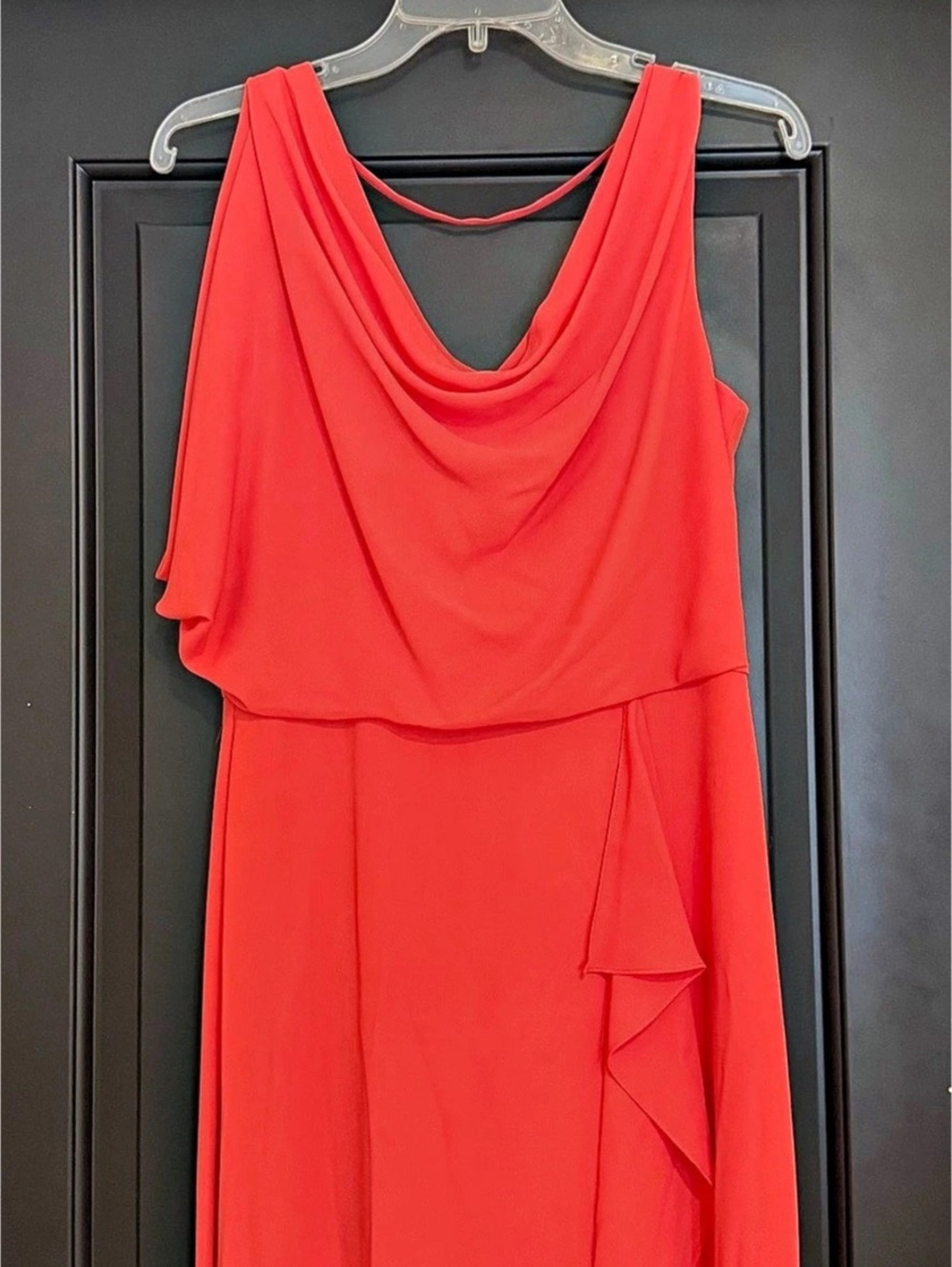 BCBGMAXAZRIA Ambrosia Coral Draped Grecian Maxi Dress Slit 8